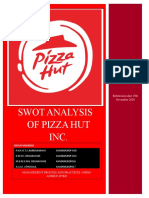 Swot Analysis of Pizza Hut Inc.: Submission Date 15th November 2020
