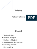 Budgeting: AS Business Studies