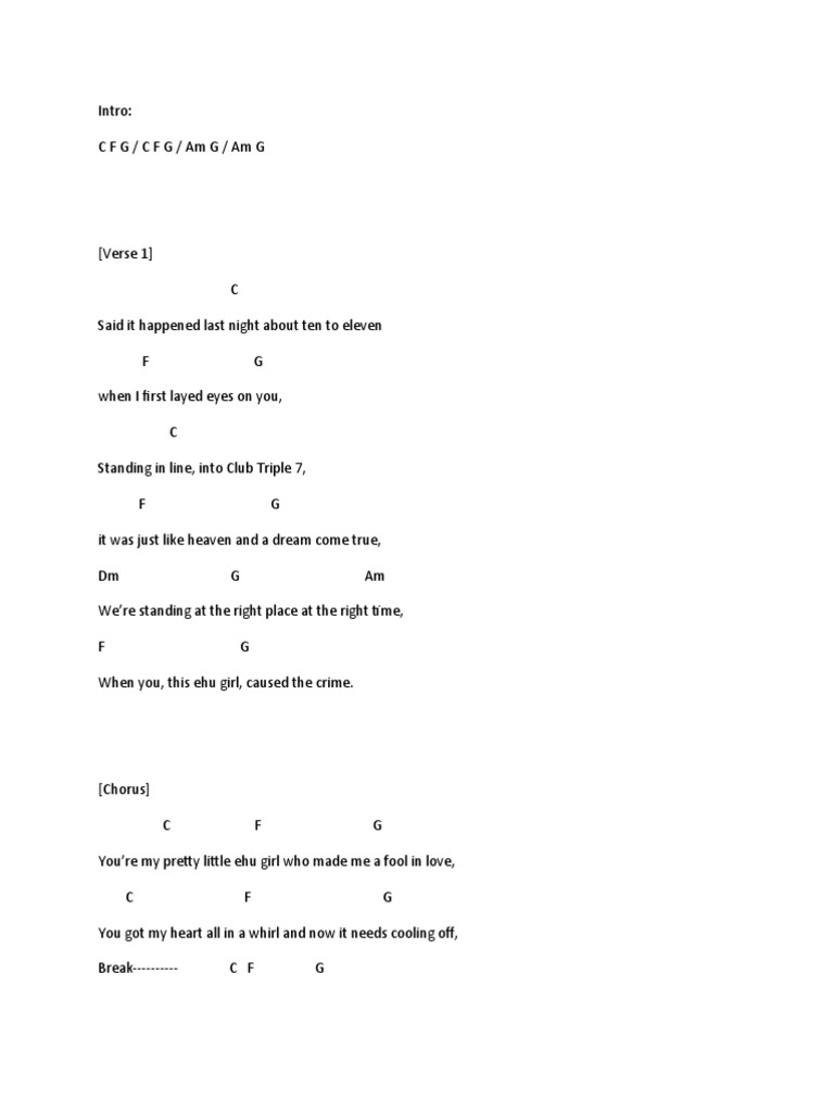 Ehu Girl Song Chords PDF