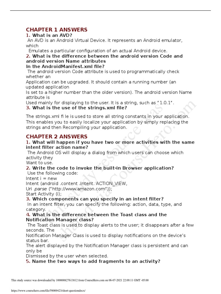 This Study Resource Was Chapter 1 Answers Pdf Android Operating