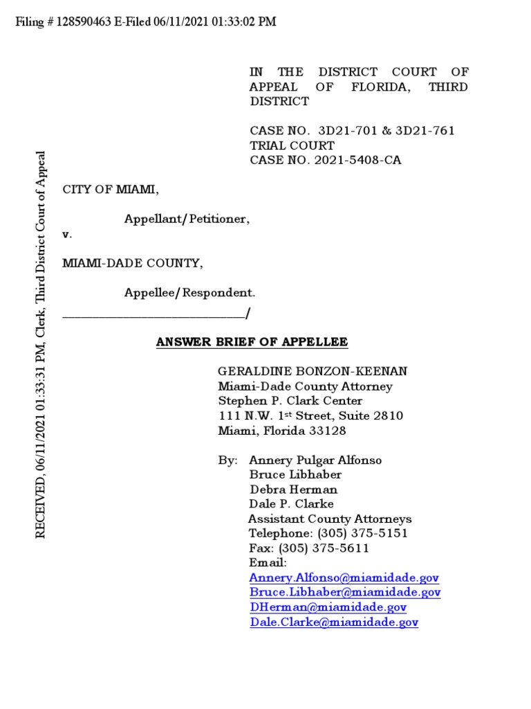 Miami-Dade County vs. City of Miami Case | PDF | Standard Of Review ...