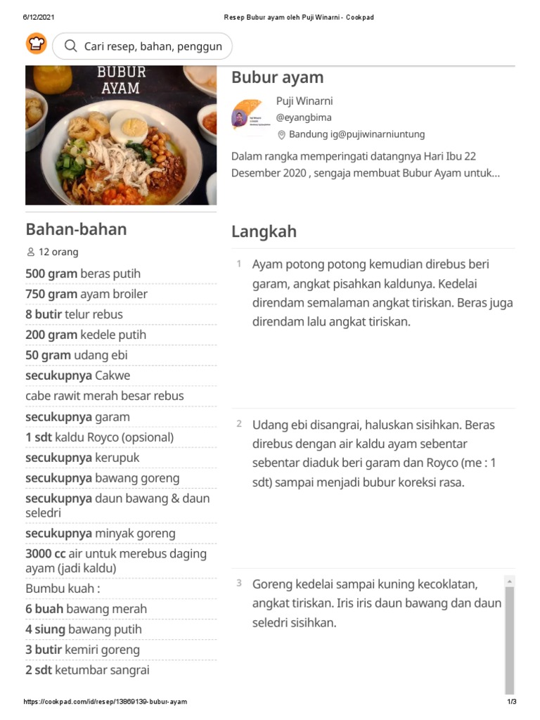 Bubur Ayam Cikini H R Sulaiman dengan aneka topping klasik
