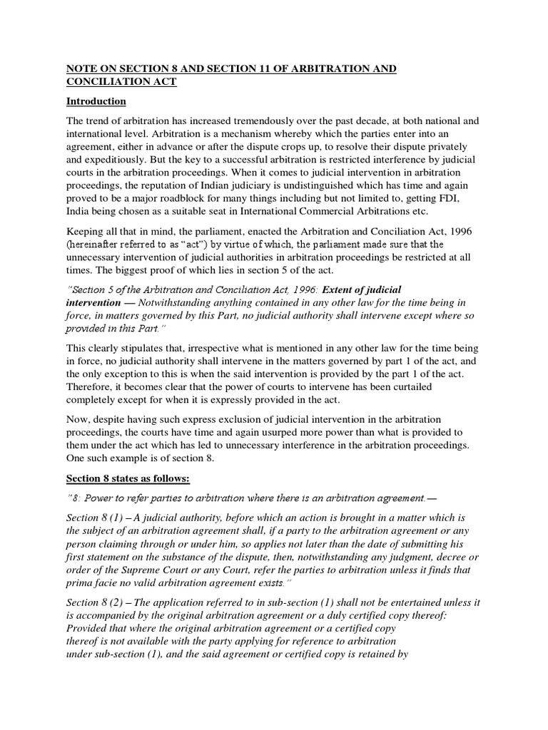 Section 8 & 11 of Arbitration Act Explained | PDF | Arbitration ...
