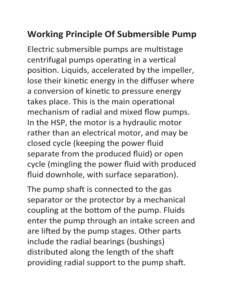 Working Principle of Submersible Pump PDF Chemical Equipment