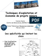 Techniques Dexploitation Et Economie Des Projets Miniers