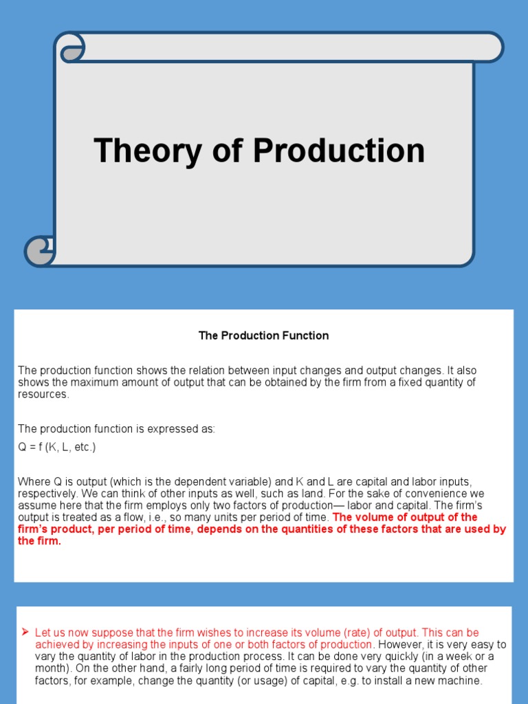Theory of Production - (Besic Economics) | PDF | Long Run And Short Run ...