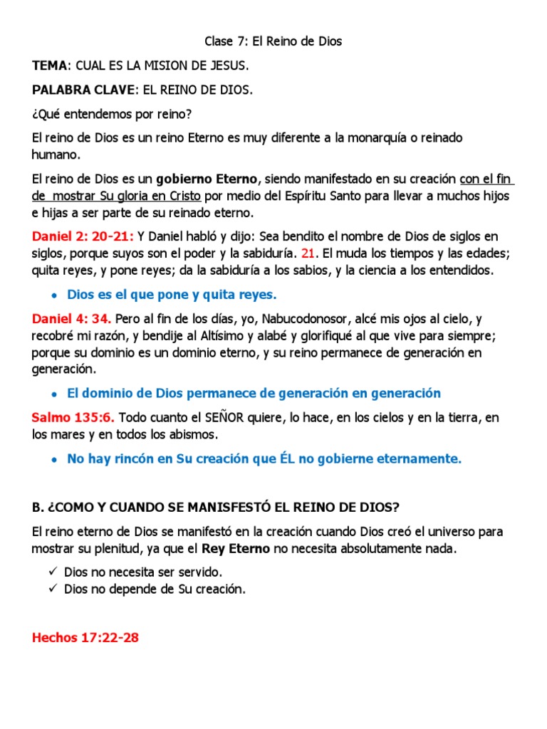 Misión de Jesús y el Reino de Dios | PDF | Cristo (título) | Reinado y ...