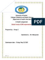 University of Gondar College of Medicine and Health Science Department of Health Informatics E-Health Assignment