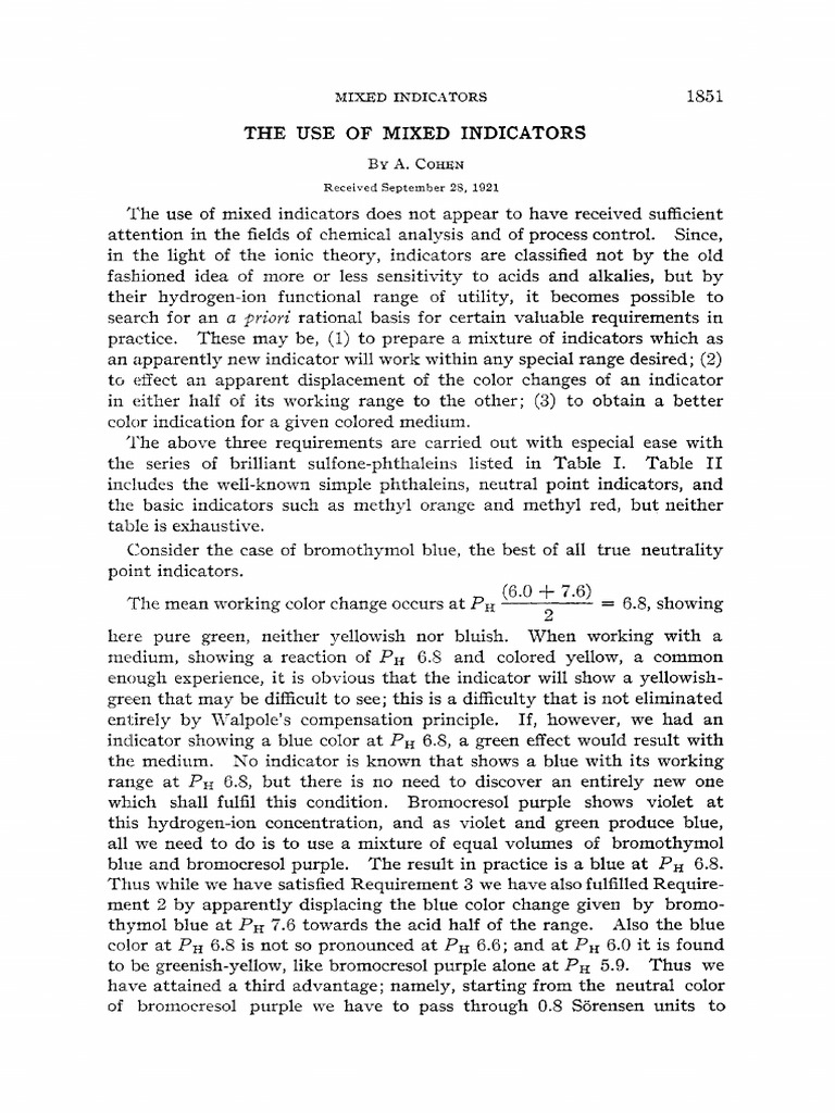 Mixed Indicator PDF Titration Chemistry