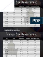 Tranquil Collection Size Measurement