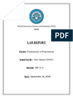NUST SMME Lab Report Distance Between Points Program