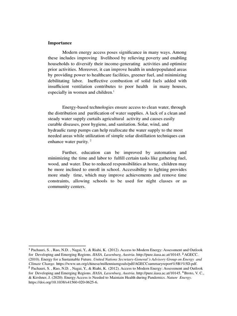 Benefits of Modern Energy Access | PDF | Social Science | Science ...