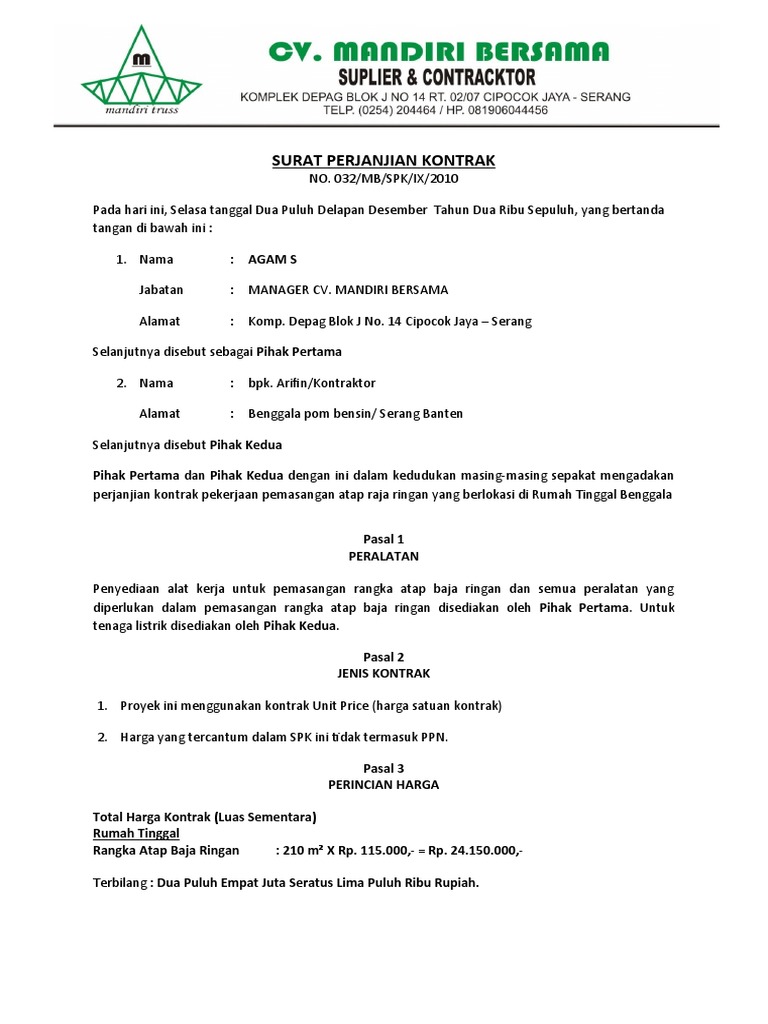 Contoh Surat Penawaran Proyek Baja Ringan Berbagi Contoh