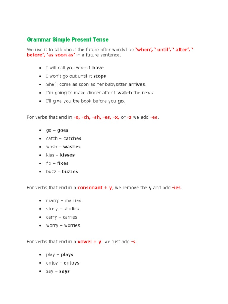 Grammar Simple Present Tense