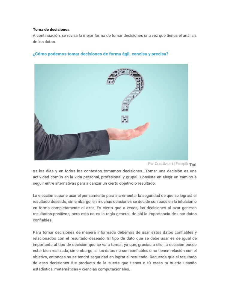 Estrategias Efectivas para Tomar Decisiones | PDF | Big Data | Toma de ...