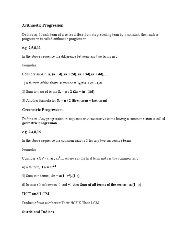 Arithmetic and Geometric Progressions Explained | PDF | Teaching ...