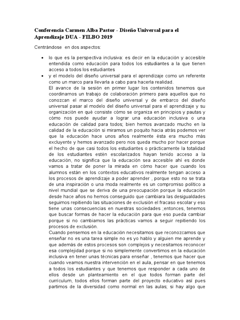 Conferencia Carmen Alba Pastor Pdf Aprendizaje Plan De Estudios