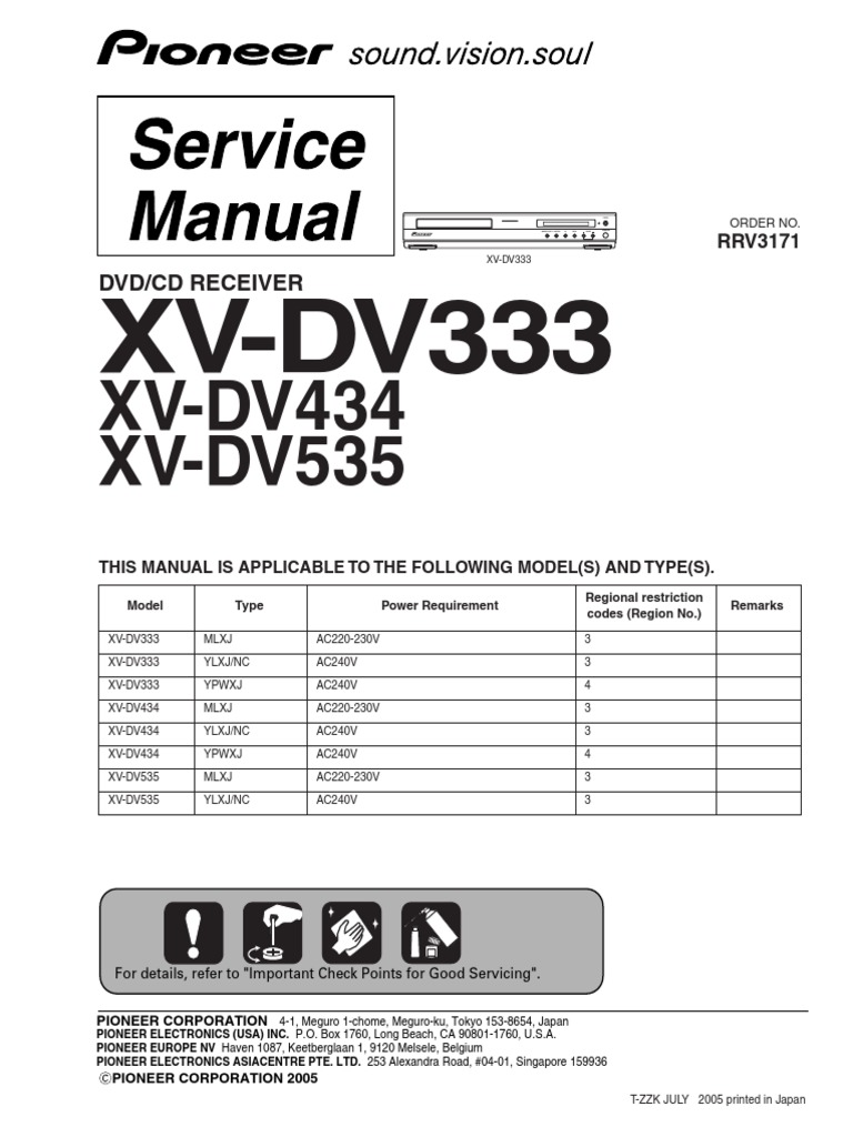 Pioneer XV-DV333 Service Manual | PDF | Laser | Compact Disc