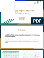 Developing Managerial Effectiveness