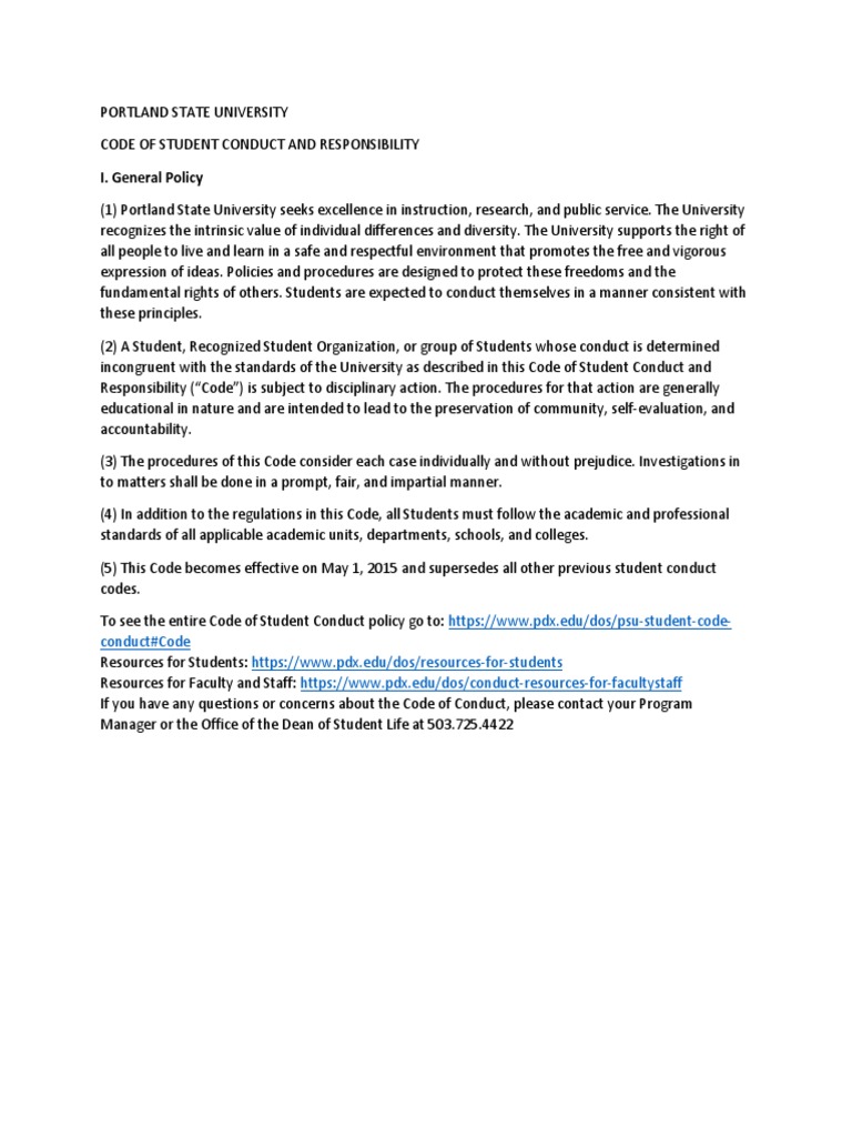 Student Code of Conduct | PDF