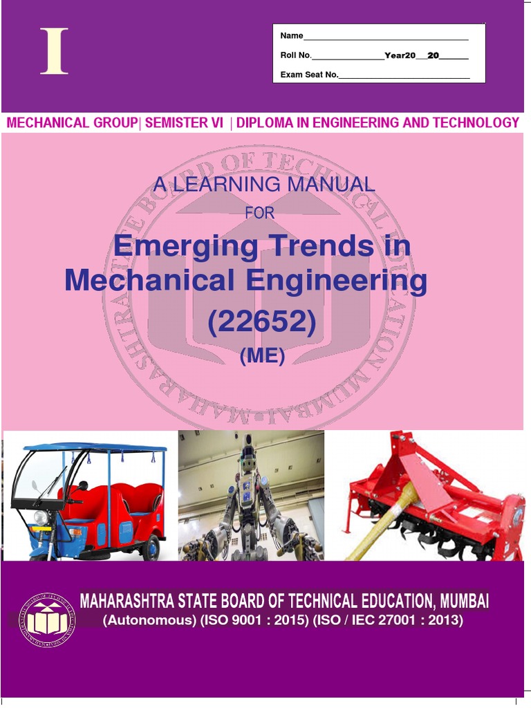Emerging Trends in Mechanical Engineering | PDF | Electric Vehicle ...