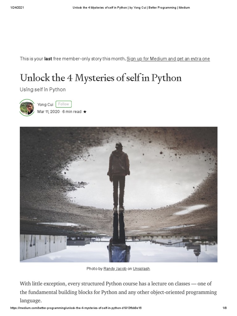 Unlock The 4 Mysteries of Self in Python - by Yong Cui - Better ...