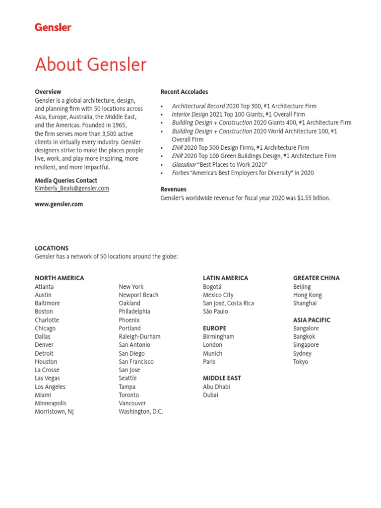 About Gensler: Recent Accolades | PDF | Business