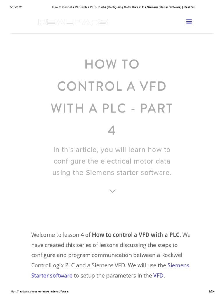 How To Control A VFD With A PLC Part 4 (Configuring Motor Data in The