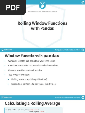 Rolling Window Functions With Pandas