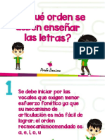 Orden para enseñar las letras a niños de menos de