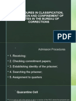 Procedures in Classification, Admission and Confinement of Inmates in The Bureau of Corrections