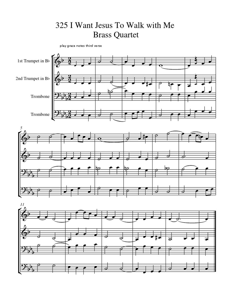 325 I Want Jesus To Walk With Me Brass Quartet PDF