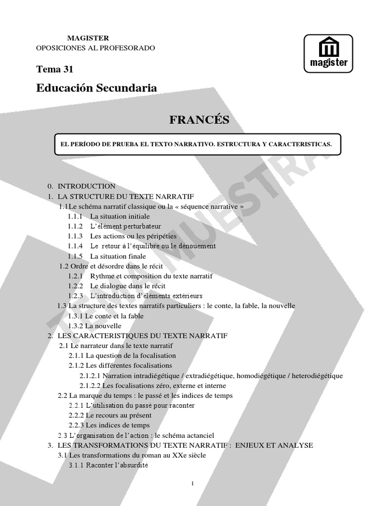 Structure et caractéristiques du texte narratif | PDF | Fable | Romans