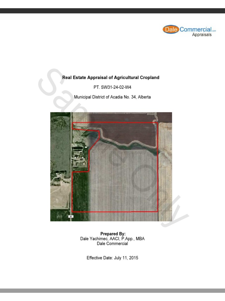 Sample Only Real Estate Appraisal Of Agricultural Cropland Download