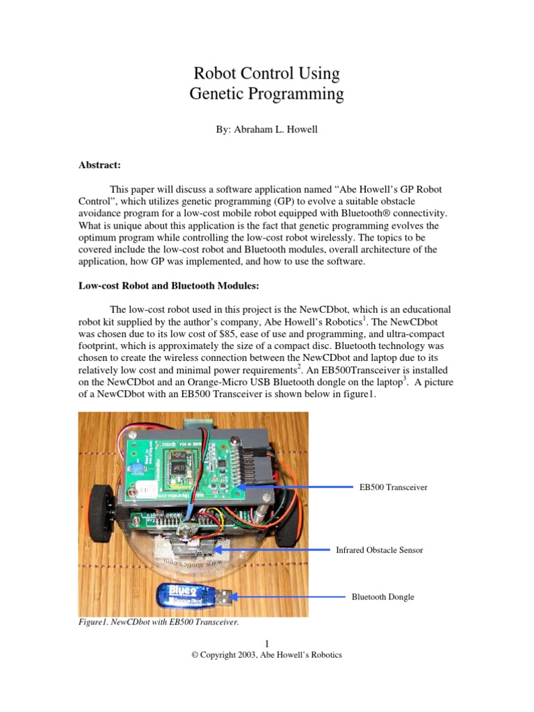 Robot Control Using Genetic Programming: Abstract | PDF | Bluetooth ...