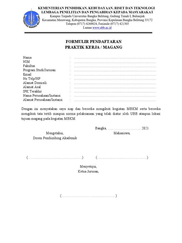 Formulir Magang | PDF