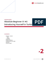 Absolute Beginner S1 #2 Introducing Yourself in Turkish: Lesson Notes