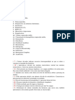 Exercícios para Correlacionar de Hematologia, Com Gabarito.