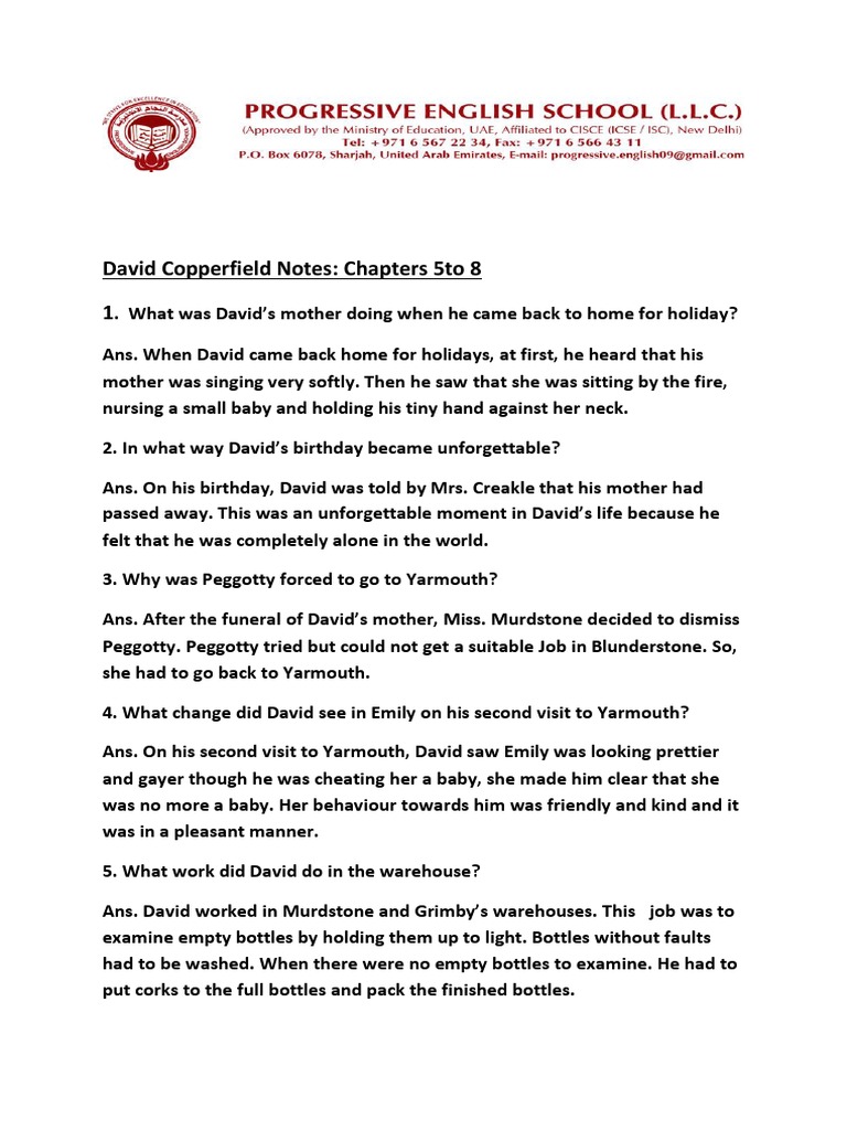 David Copperfield Notes 5-8 | PDF