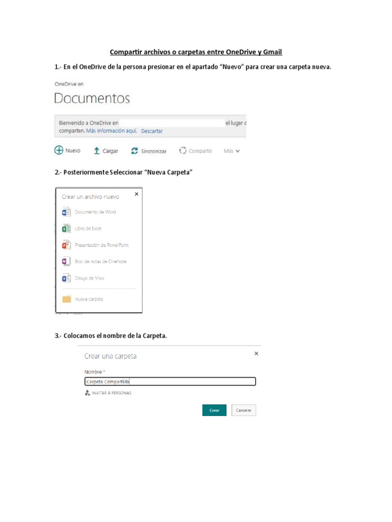 Compartir carpetas de OneDrive con Gmail | PDF