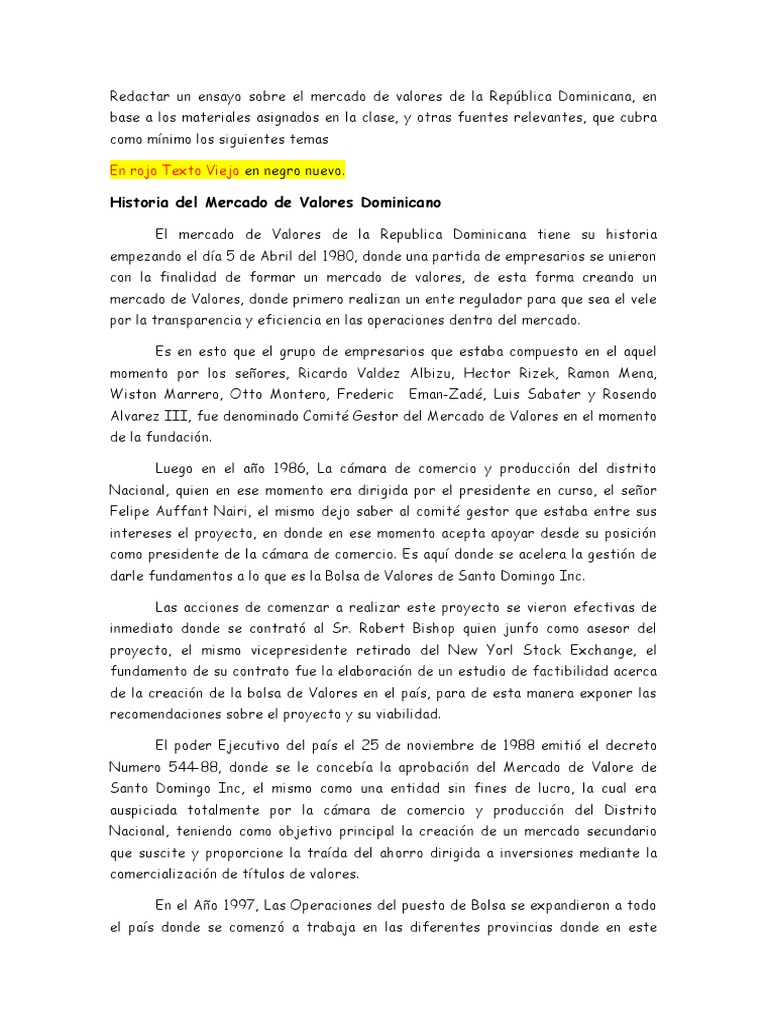 Historia y Regulación del Mercado de Valores RD | PDF | Bolsa | Bolsa ...