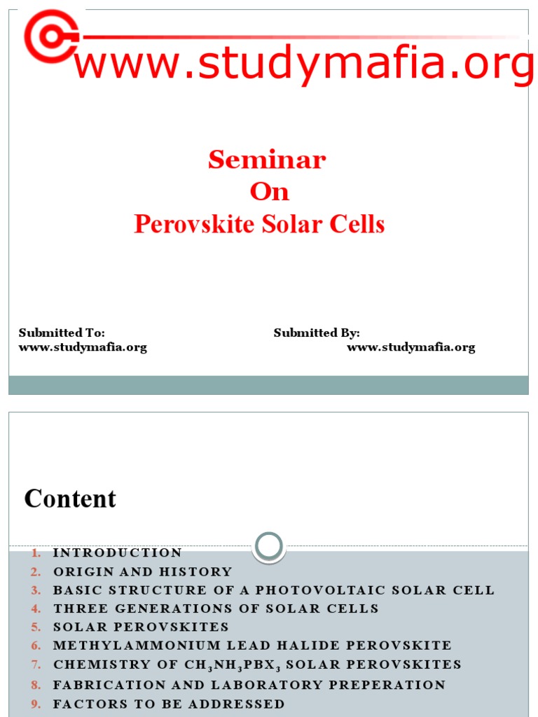 Overview of Perovskite Solar Cells | PDF | Solar Cell | Thin Film Solar ...
