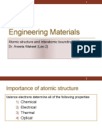 Engineering Materials: Atomic Structure and Interatomic Bounding Dr. Aneela Wakeel (Lec-2)