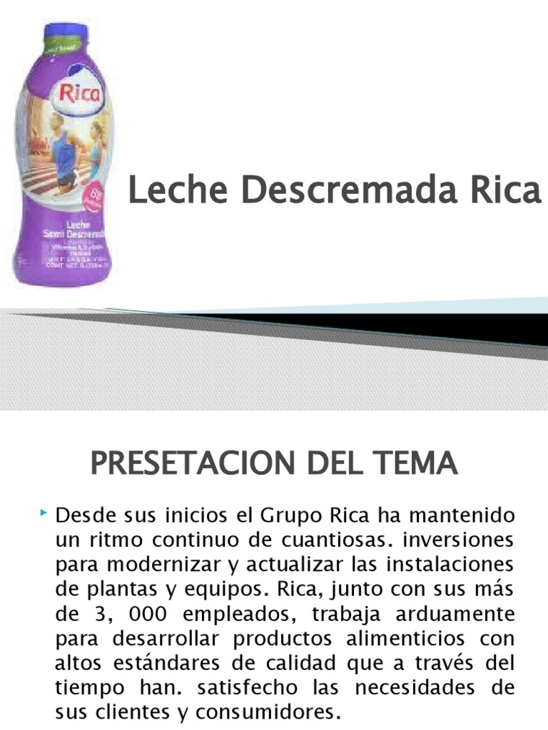Leche Descremada Rica | PDF | Leche | República Dominicana