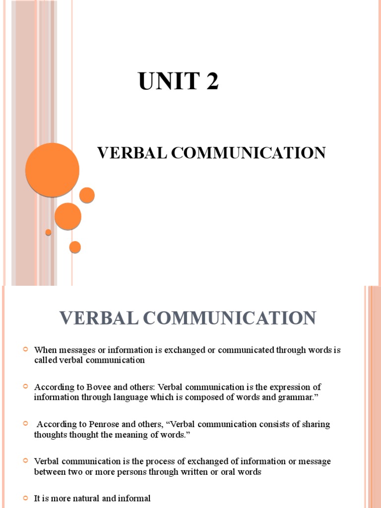 Essentials of Verbal Communication | PDF | Conversation | Communication
