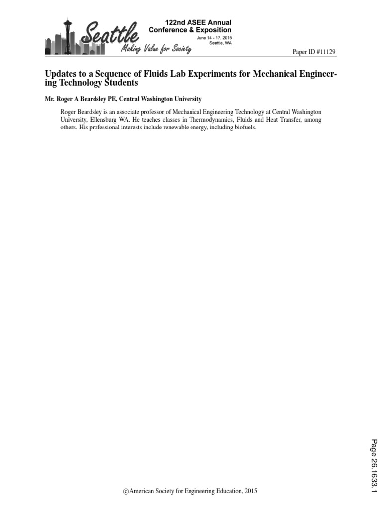 Fluids Lab Experiment Updates for MET Students | PDF | Flow Measurement ...