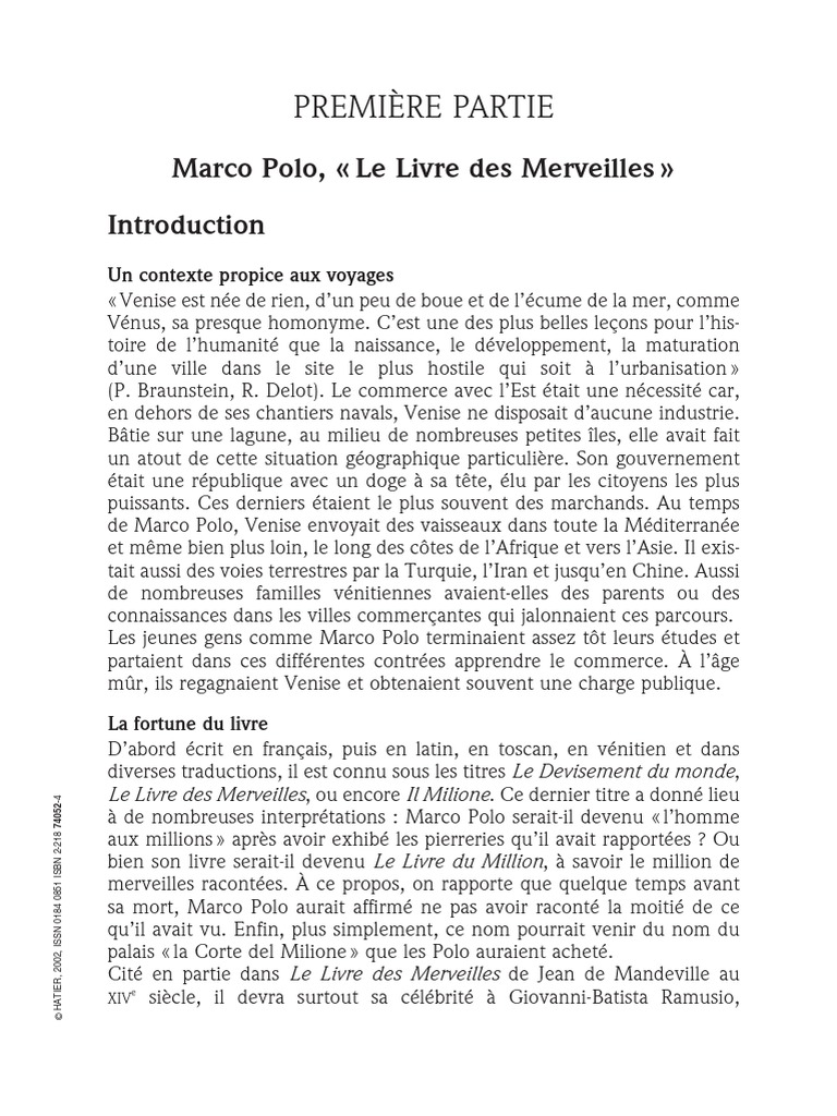 Le Diable Au Corps Résumé Pdf LDP Le Livre Des Merveilles 2002pdf | PDF | Marco Polo | Venise