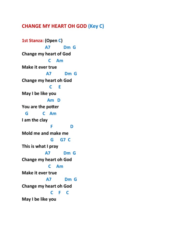 Change My Heart Oh God (Key C) PDF