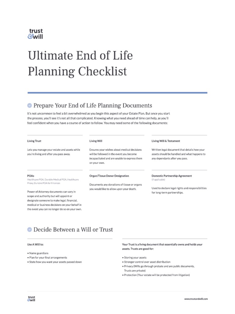 Ultimate End of Life Planning Checklist PDF Ultimate End of Life Planning Checklist PDF