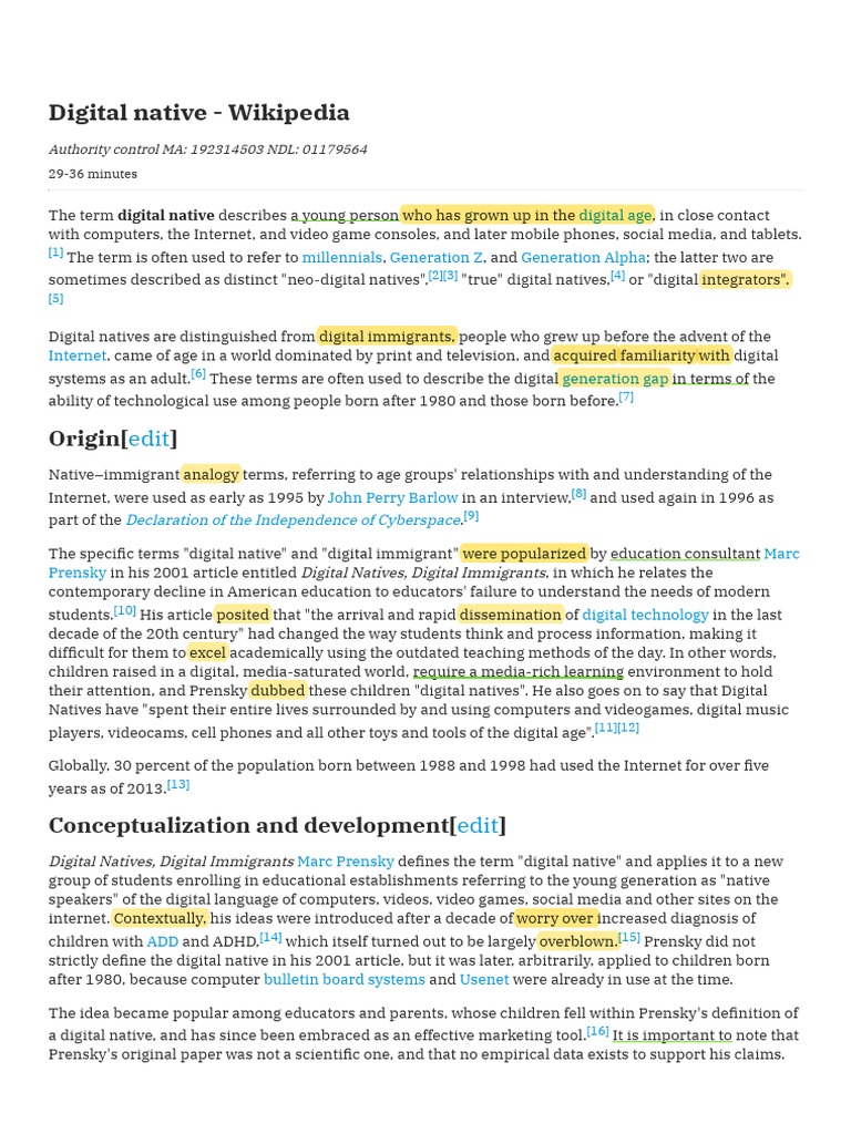 Digital Native - Wikipedia - Reader View | PDF | Science | Science And ...